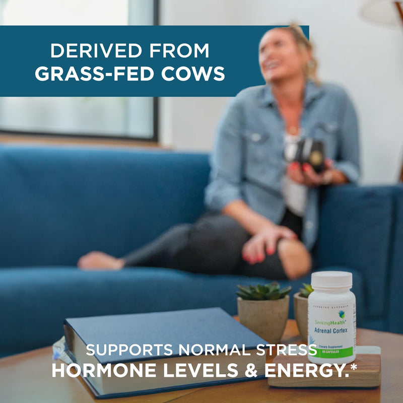 [Australia] - Seeking Health Adrenal Cortex - Adrenal Supplement to Support Healthy Nervous System & Energy - Gluten-Free & Dairy-Free Nervous & Immune System Supplement - 50 mg, 60 Capsules 