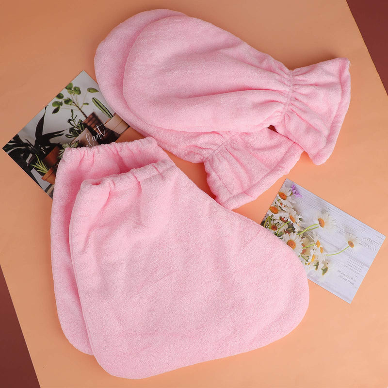 [Australia] - Paraffin Wax Gloves for Hand and Feet, Segbeauty Thick Paraffin Heated SPA Mittens Foot Liners, Gloves & Socks for Hot Wax Hand thera-py Thermal treat-ment Wax Warmer Paraffin Wax Machine Pink Thick mitts&booties-Medium-Pink 