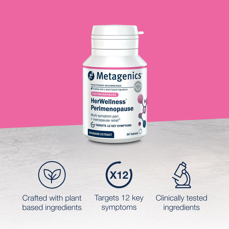 Metagenics HerWellness Perimenopause - with ERR 731 Rhubarb Extract - Plant-Based Supplement for Womens Health - Vegan, Non-GMO - 30 Tablets