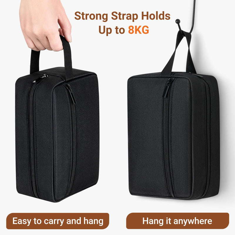 Elviros Travel Toiletry Bag Mens Leather Travel Organizer Kit with hanging hook Water-resistant Toiletries Bathroom Shaving Bags for Women