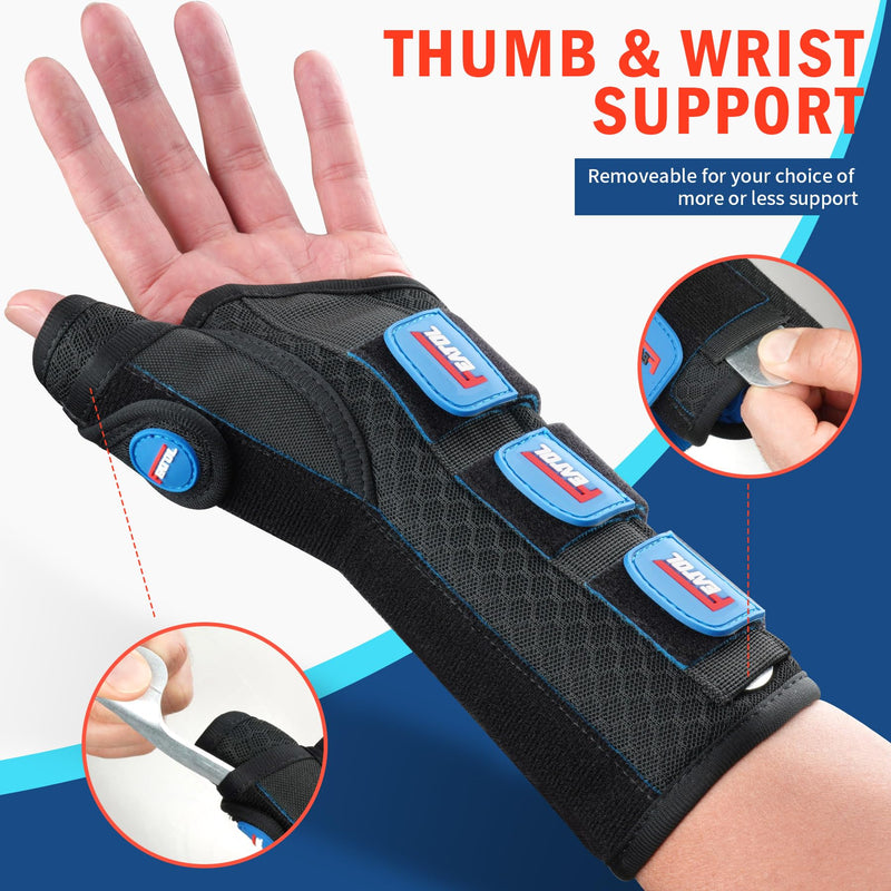[Australia] - FEATOL 2 Pack Wrist Brace with Thumb Spica Splint for De Quervain's Tenosynovitis, Carpal Tunnel, Tendonitis, Arthritis-Thumb Brace for Pain Relief-Left And Right Hand-Medium/Large Medium/Large Black Blue 