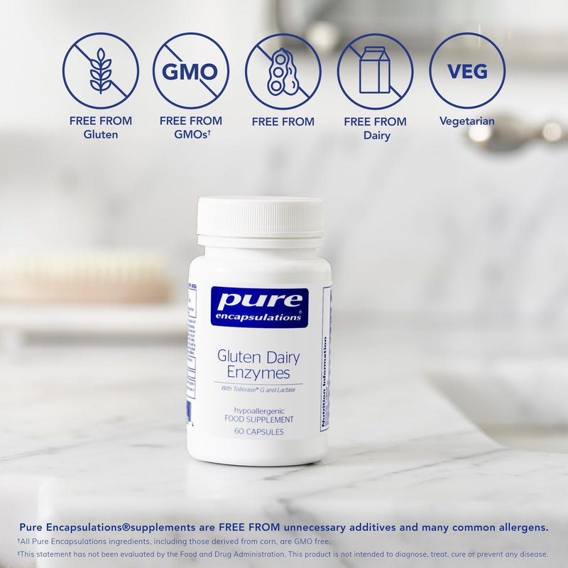 Pure Encapsulations Gluten Dairy Enzyme - Digestive Support for Gluten and Diary, 60 Capsules