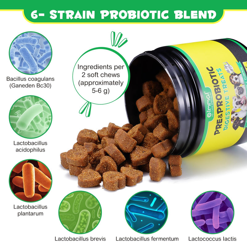 Probiotic Chews for Dogs (Duck 120PCS), Probiotics for Dogs with Digestive Enzymes, Dog Probiotics for Yeast, Itchy Skin, Anti Diarrhea, Gut Digestive Health, Allergy & Immune Support, 10.6oz (300G) - PawsPlanet Australia