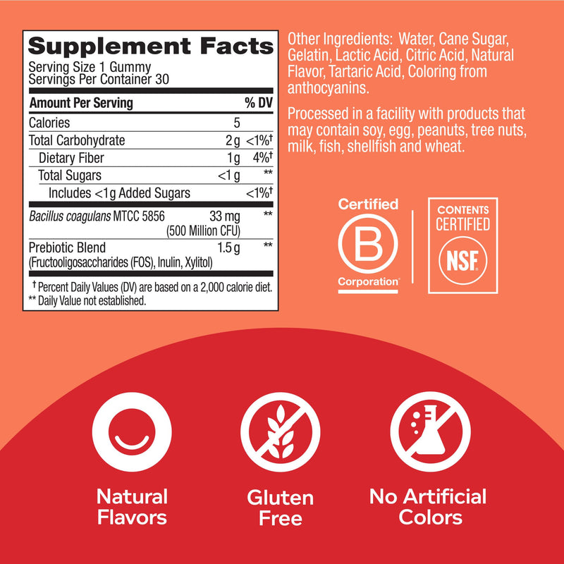 OLLY Kids Immunity Gummy, Immune Support, Wellmune, Elderberry, Vitamin C, Zinc & Probiotic + Prebiotic Gummy, Digestive Support and Gut Health, 500 Million CFUs, Fiber