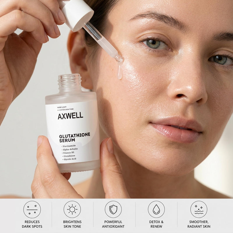 Axwell Glutathione Even Tone Serum – Dark Spot Corrector with Alpha Arbutin, Smart Peptides, Niacinamide & Vitamin B5 | Glow-Enhancing, Anti-Aging & Beyond Ordinary Tone Correction (1 fl oz)