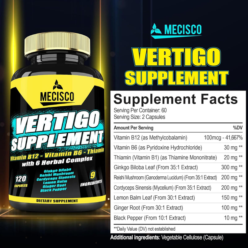 Liposomal Vertigo Supplement, High Absorption Formula with Ginkgo Biloba, Ginger Extract & Magnesium, Natural Wellness Supplement, Relaxation and Calm