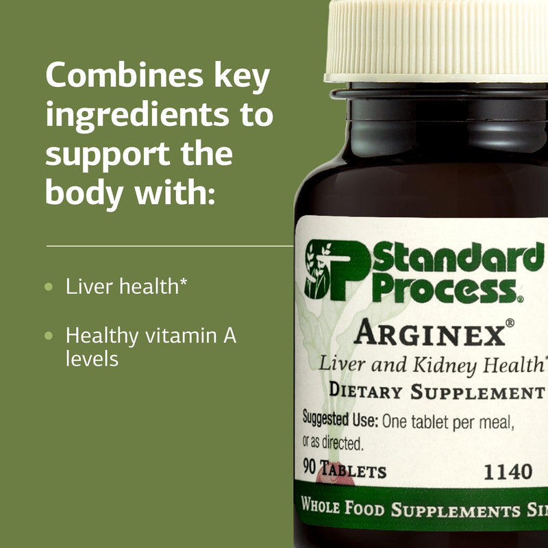 Standard Process Arginex, Vitamin A Liver & Kidney Supplement, 90 Tablets | Liver and Kidney Health Supplement, Contains Antioxidant Vitamin A and Important Phytonutrients, Gluten-Free 90 Count (Pack of 1)