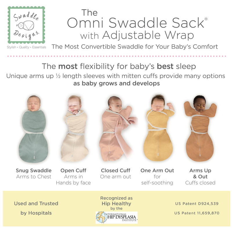 SwaddleDesigns Omni Swaddle Sack for Newborn, Transitional Swaddle Sack with Wrap & Arms Up Sleeves & Mitten Cuffs, Easy Transition Swaddle Sleep Sack, Heathered Gray, Small, 0-3 Months