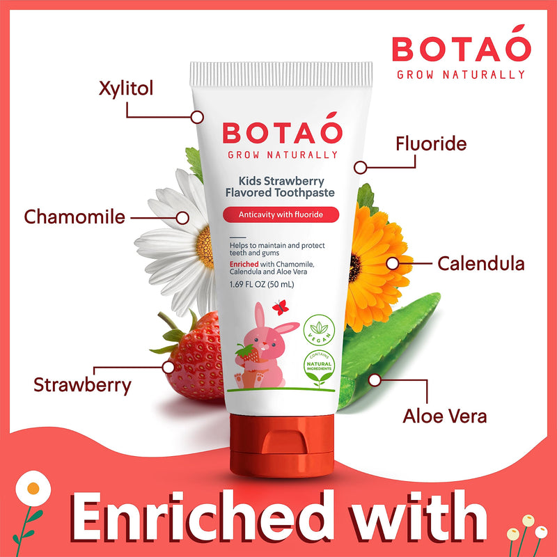 [Australia] - Kids Toothpaste | Natural Strawberry Flavored Anticavity Fluoride Toothpaste Maximum Cavity Protection| EWG Verified, Vegan, SLS Free, Safe to Swallow, Aloe Vera (3Pack) 1.7 Fl Oz (Pack of 3) 