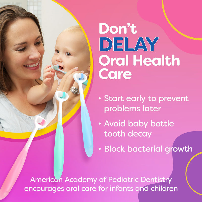 Trueocity Extra Soft Toddler Toothbrush, Toddler Toothbrushes 1-2 1-3 2-4, Toothhugger High Efficient 3 Sides Baby Toothbrush 12 Months and Up, Infant Training Brush, Sensory Oral Care Set (3 Pack)