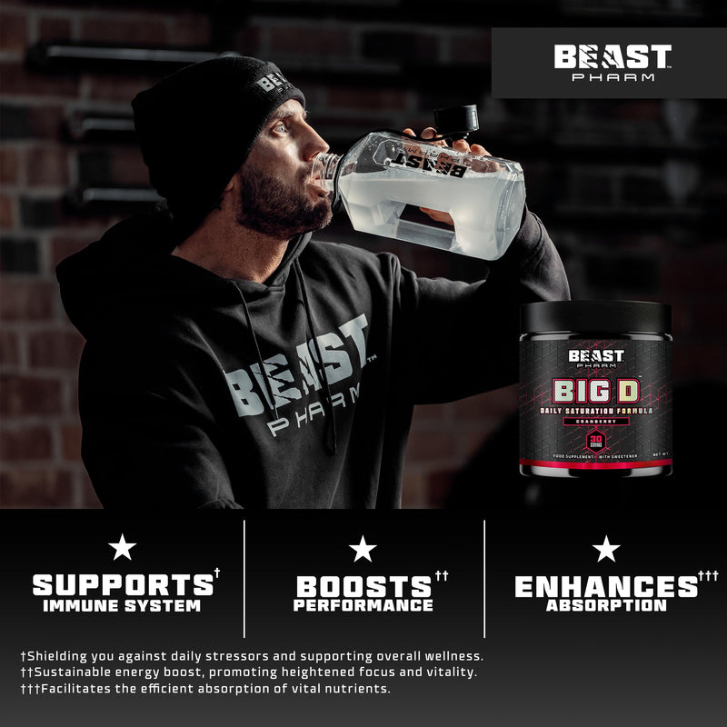Beast Big D Performance Formula with Creatine Monohydrate Powder and Patented Ingredients for Daily Strength, Stamina and Endurance by Eddie Hall, 30 Servings, Lemon Sherbet