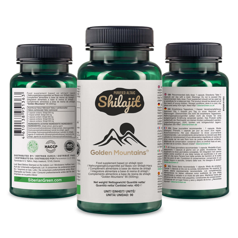 [Australia] - Golden Mountains Shilajit Vegan 90 capsules 500 mg pure Altai premium minerals 
