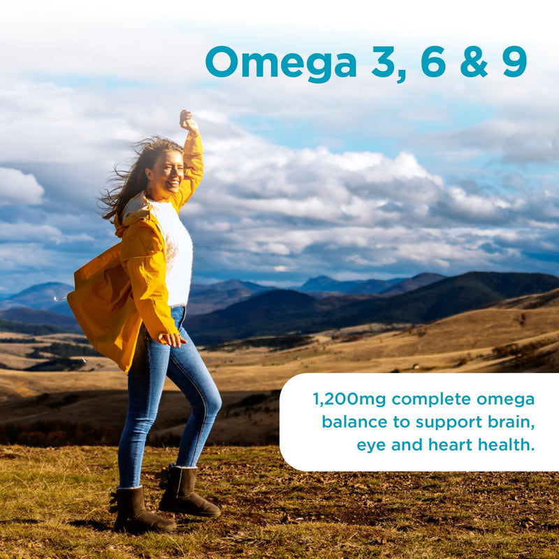Healthspan Super Strength Omega 3, 6 & 9 1,200mg (90 Capsules) | Brain, Eye & Heart Health | Omega 3, 6 & 9 Fatty Acids | Premium Fish, Borage & Extra-Virgin Olive Oils | Sustainably Sourced