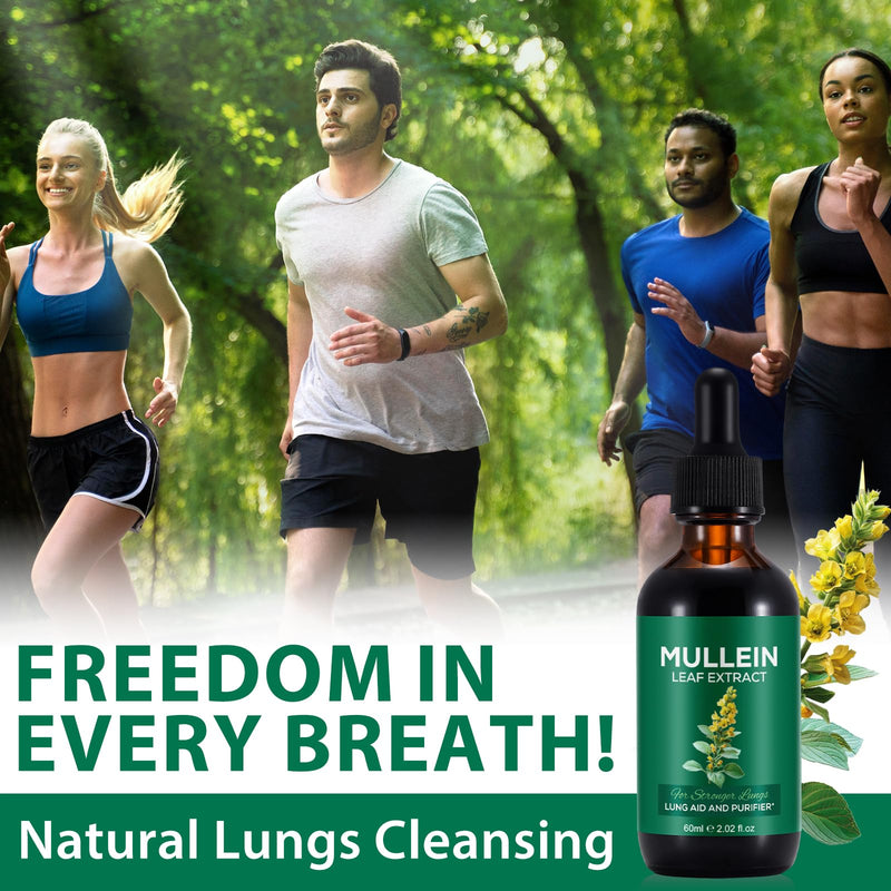 Mullein Drops for Lungs, 2 Pack Powerful Mullein Leaf Extract for Lungs Cleanse and Healthy Breathing, 2 Month Supply, 60ml 60 ml (Pack of 2)