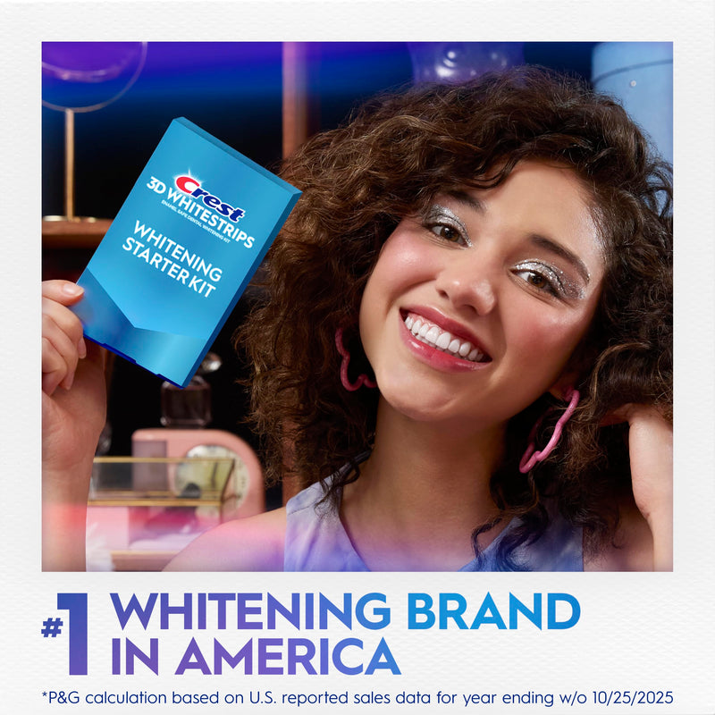 Crest 3D Whitestrips Whitening Starter Kit – Teeth Whitening Kit, 10 Treatments, Each with 1 Upper/1Lower, 20 Strips – Crest 3DWhite Teeth Whitening Strips