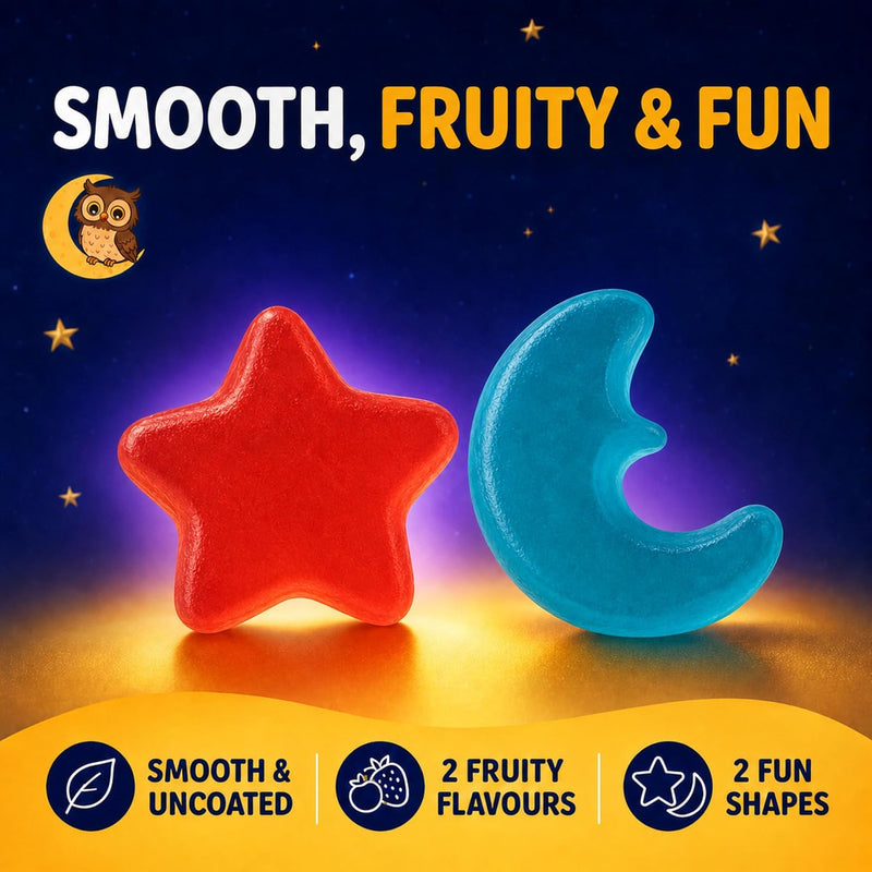 Kids Magnesium Glycinate Sleep Gummies – Calm Focus & Relaxation Support with Magnesium, B6, L-Theanine & Chamomile – Stawberry Stars & Blueberry Moons – 90 Vegan Gummies – Star & Moon Shape – Age 4+