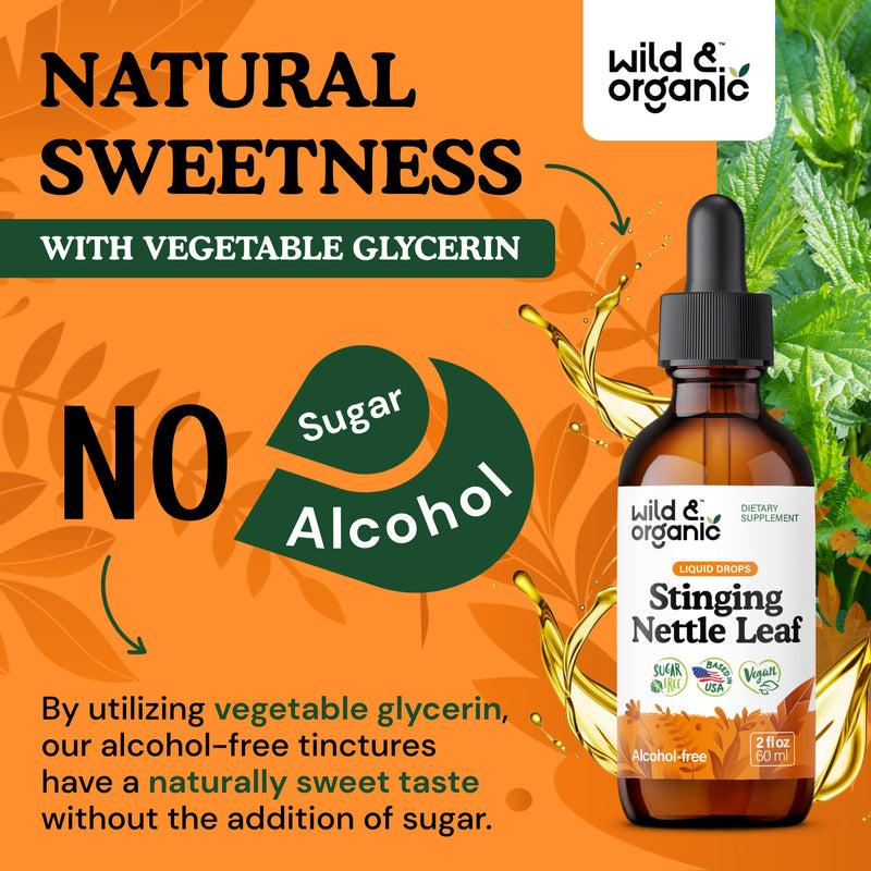 [Australia] - Wild & Organic Stinging Nettle Leaf Extract Drops - Urinary Tract Support - Liquid Stinging Nettle Supplement - Urtica Dioica Tincture - 2-Month Supply - Vegan, Sugar & Alcohol-Free - 2 fl oz 2 Fl Oz (Pack of 1) 