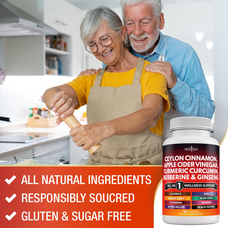 [Australia] - Ceylon Cinnamon 3000mg Turmeric 3000mg Apple Cider Vinegar 3000mg Ginseng 2000mg Aloe Vera 2000mg Berberine 1200mg Plus Banaba, Ginger Root - 120 Count 120 Capsules (Pack of 2) 