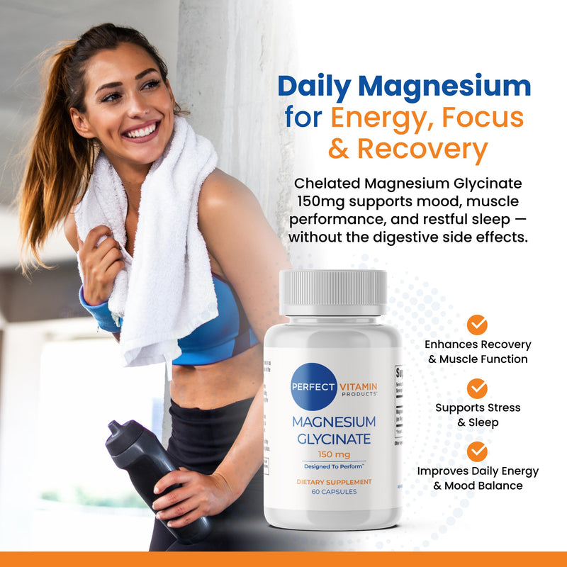 Magnesium Glycinate 150mg (60 Capsules, 3 Pack) | High Absorption Magnesium Supplement for Sleep, Stress & Muscle | Chelated, Gentle on Stomach | Vegan Capsules, Non-GMO