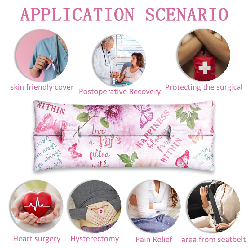 Mastectomy Pillow, Post Heart Surgery Seatbelt Pillow Csection Pillow Port Pillows for Chemo Patients Seatbelt Hysterectomy Pillow for Car, Pacemaker Protector Breast Cancer Seat Belt Gifts for Women Purple Green