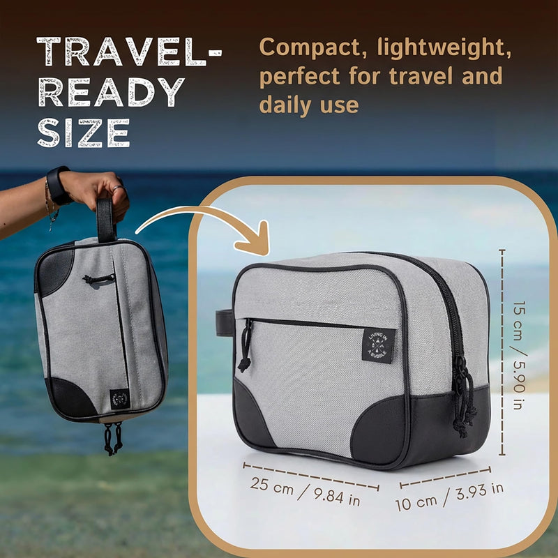 Living in a Bubble Premium Magnetic Bag. Durable Cordura Fabric Travel-Ready Toiletry Pouch for Camping, Traveling, Hiking, Family Trip (Gray) Gray