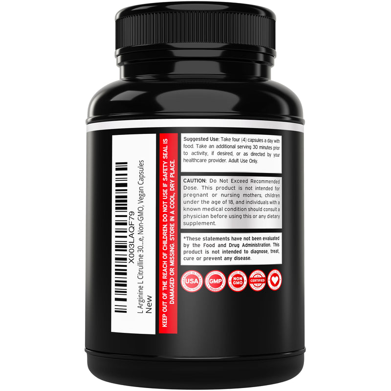 [Australia] - L Arginine L Citrulline Supplement 3000mg (240 Capsules) Nitric Oxide Pills for Men - Stamina, Endurance, Performance for Workouts - NO Supplements for Men - Gluten Free, Non-GMO, Vegan Capsules 