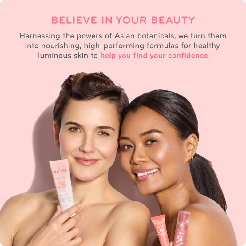 pūrlisse Ageless Glow Serum BB Cream SPF 40 - Glowy Tinted Moisturizer with SPF - Korean Skin Care Formula with Vitamin C & Bakuchiol to Firm, Brighten & Even Skin - Medium (1.4 oz) 1.4 Ounce (Pack of 1)