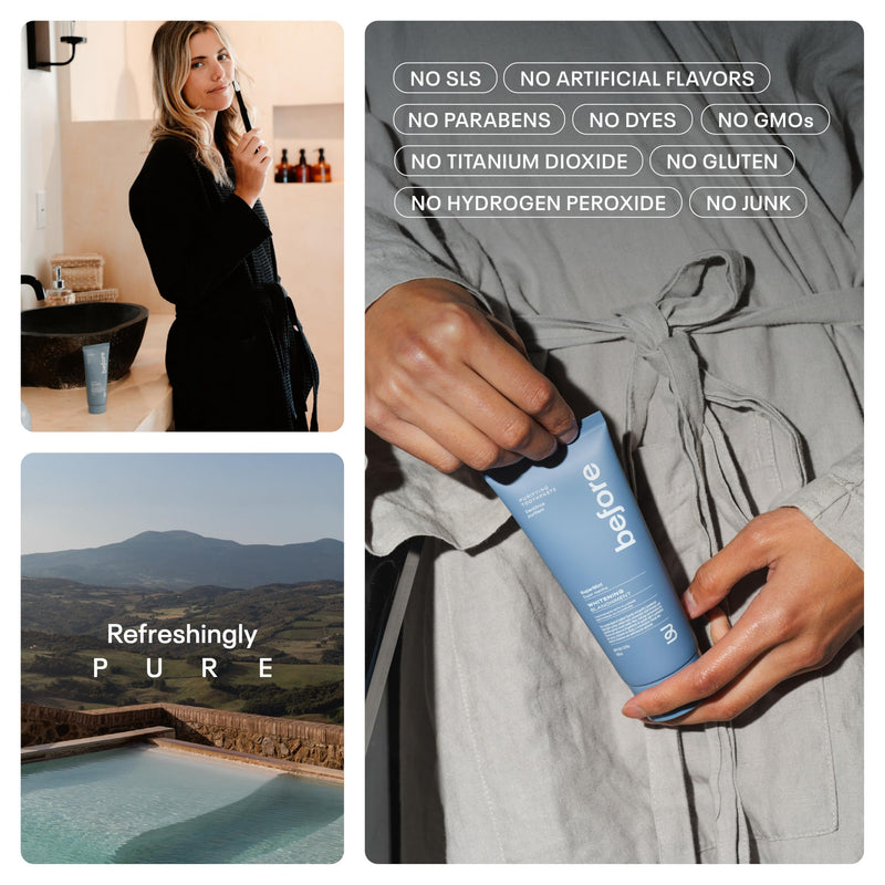 Before | Whitening Anti-Cavity Toothpaste | Vegan, Reduces Plaque for Gum Health, Balanced Foaming, Low Abrasion, Long Lasting Minty Fresh Breath, Plant-Based 3.5oz Tubes, Made in The USA — 2 Pack