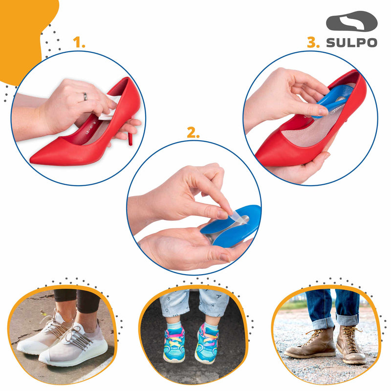 [Australia] - SULPO heel spur insoles - Achilles tendon insoles - heel spur insoles gel - heel cushion for shoes - gel insoles heel - women, men, children - silicone heel wedge, heel pad gel soles 40 - 46 1 pair 