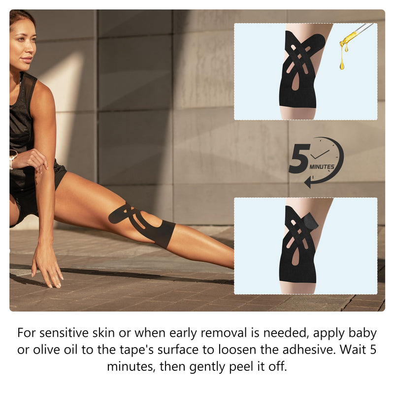 [Australia] - Precut Kinesiology Tape for Knees ‚Äì 14 PCS Knee Tape for Pain Relief & Support, Elastic Waterproof Sports Tape, Breathable & Latex-Free, Pre Cut Athletic Tape for Workout & Injury Recovery, Black 14pcs 