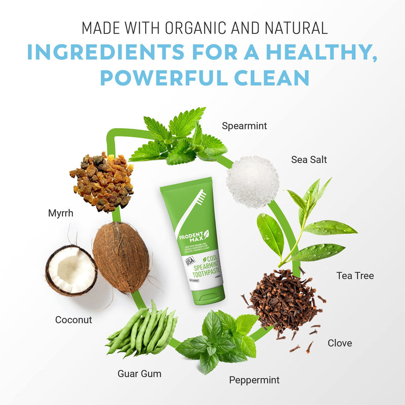 Cool Spearmint Natural Toothpaste, Whitening Toothpaste for Oral and Gum Health, for Adults and Kids Toothpaste with No Fluoride, Cleans Teeth and Freshens Breath, 4 oz