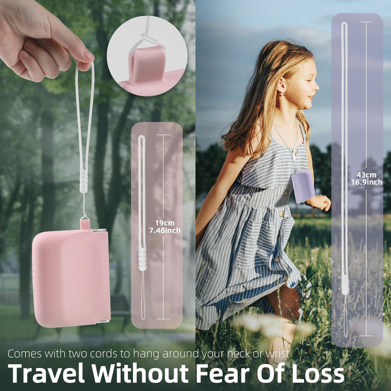 Nearockle 2 Pack Silicone Retainer Case with Lanyard, Soft Denture Case with Vent Holes Compatible for Invisalign, Portable Mouth Guard Case Travel Containers (Pink+Purple) Pink+Purple