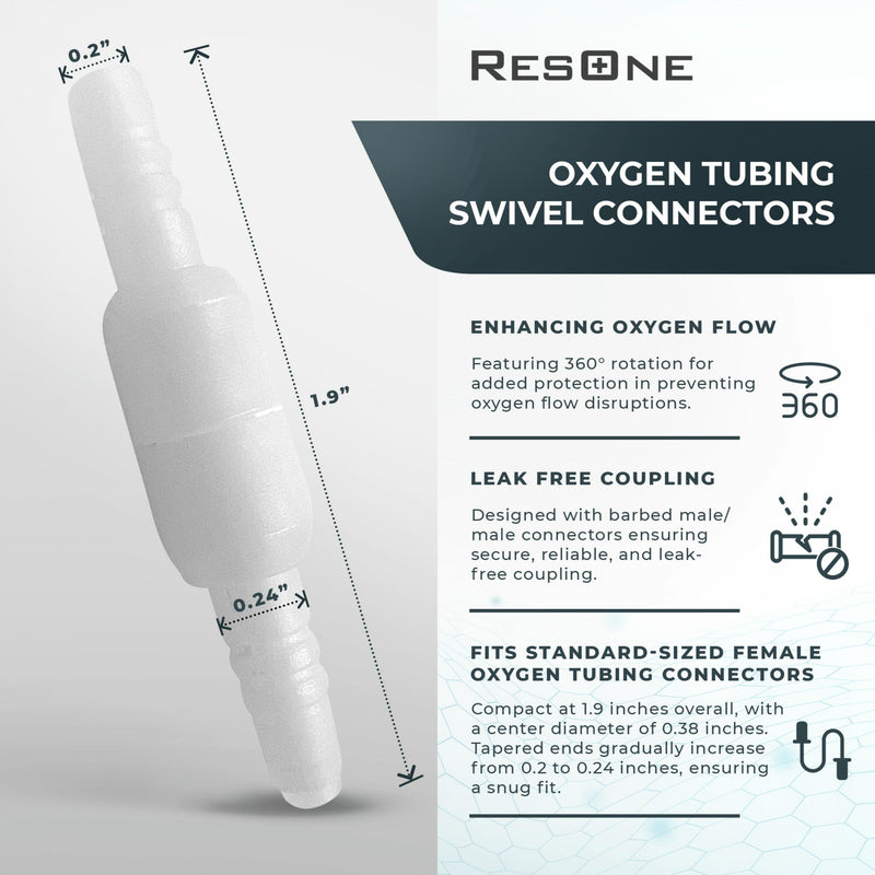 [Australia] - Oxygen Tubing Swivel Connectors 5-Pack - Cannula, Hose, Tube Connectors - Oxygen Line Splitter, Concentrator Supplies - 360-Degree Rotation - Medical, Home, Marine Use - Standard Size 5pk 