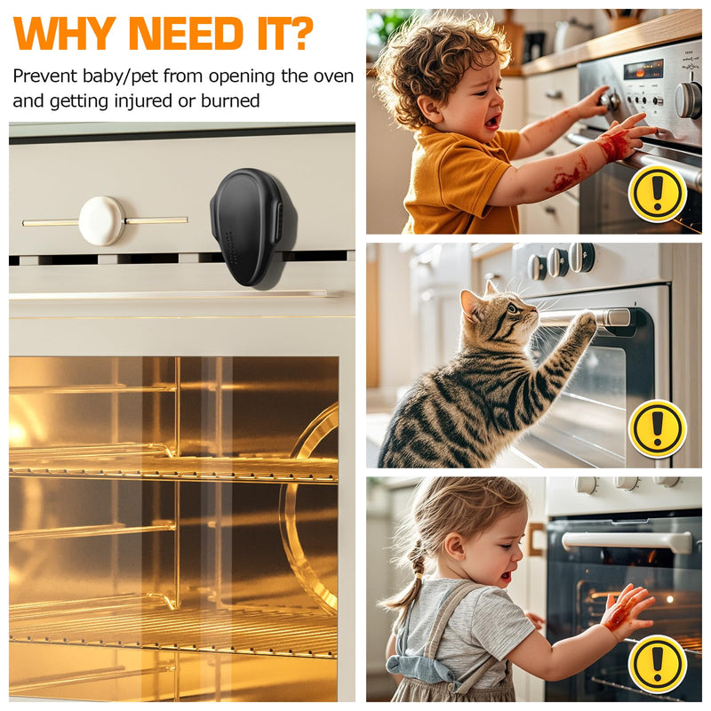 [Australia] - Oven Lock Child Safety (2 Pack),Oven Door Lock,Oven Front Lock, Baby Proofing, Baby and Child Proof Locks for Drawer Oven Stove Door, Upgrade Heat-Resistant Material, Easy to Install - Black Black-2 PACK 