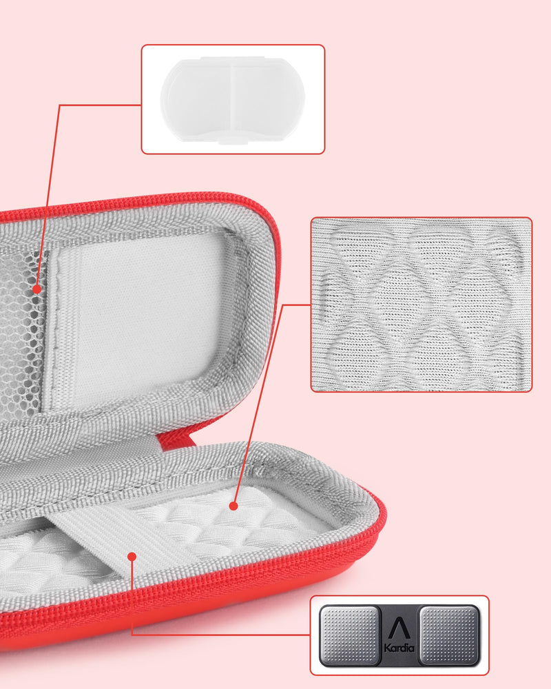 [Australia] - Heart Rate Monitor Case KardiaMobile EKG Monitor 1L 6L, Portable Hard EVA Kardia Mobile Case with Climbing Clip, Protective KardiaMobile EKG Organizer RED 