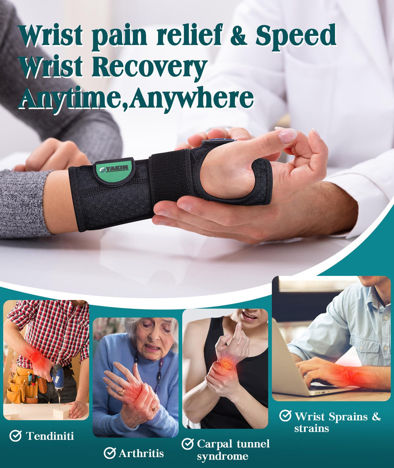 Wrist Brace for Carpal Tunnel Night Support, Adjustable Wrist Splint for Tendonitis, Arthritis, Sprains, Wrist Pain Relief, Comfortable Hand Brace for Men and Women Right Left Hand Black-Right Hand L/XL