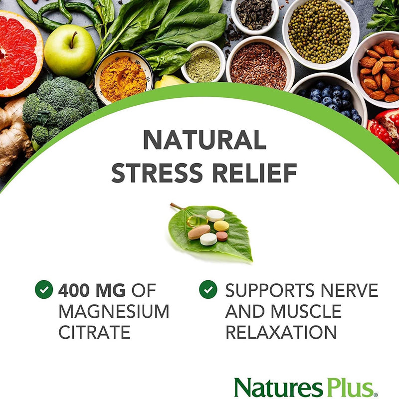 NaturesPlus Magnesium Powder Orange Flavour - 400mg Natural Magnesium Citrate Supplement, Easy to Mix - Energy and Relaxation for Mind and Body - Vegan, Gluten Free - 60 Servings