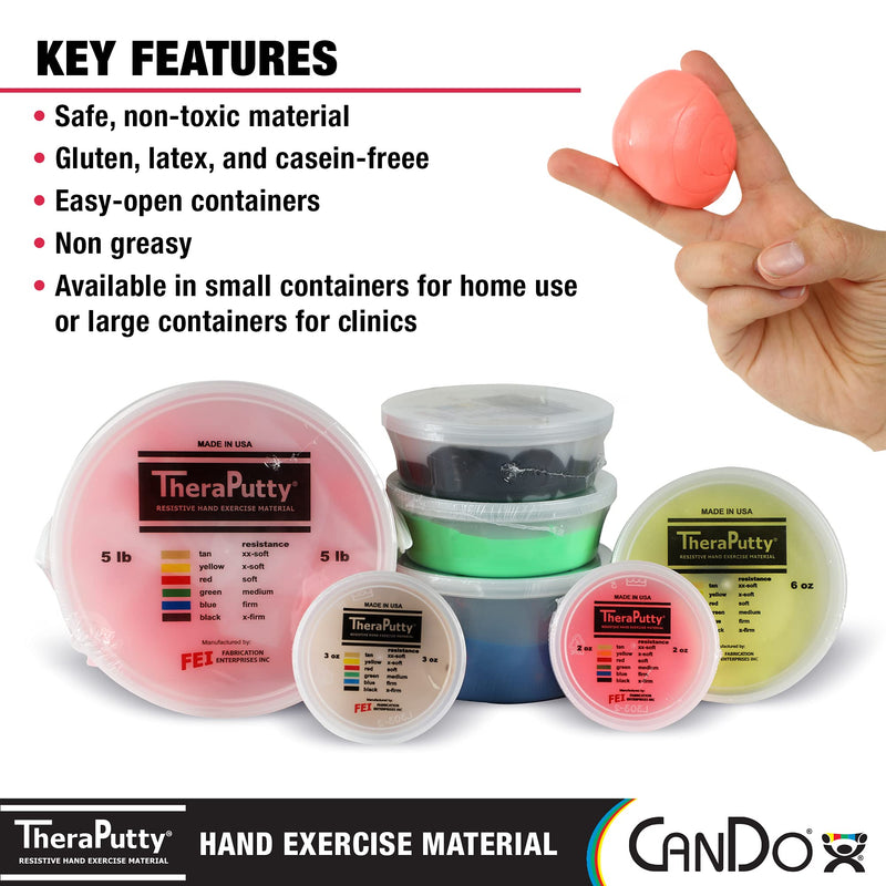 [Australia] - CanDo TheraPutty Standard Hand Exercise Putty For Rehabilitation, Exercises, Hand Therapy, Occupational Therapy, Hand Strengthening, Improve Motor Skills, Stress Relief SOFT 1-pound 