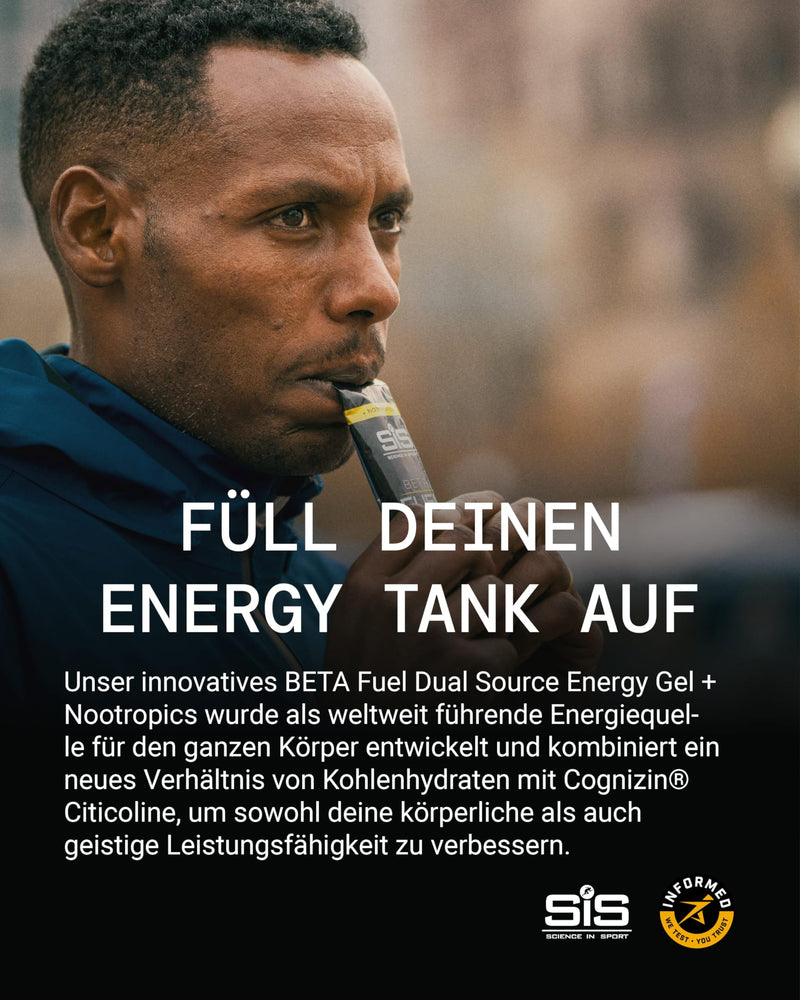 [Australia] - Science in Sport BETA Fuel Gel + Nootropica Gel 6 x 60ml Lemon and Lime - Energy-rich carbohydrate gel with 40g carbohydrates, Energy Gel for endurance athletes Lemon & Lime 6 x 60 ml 
