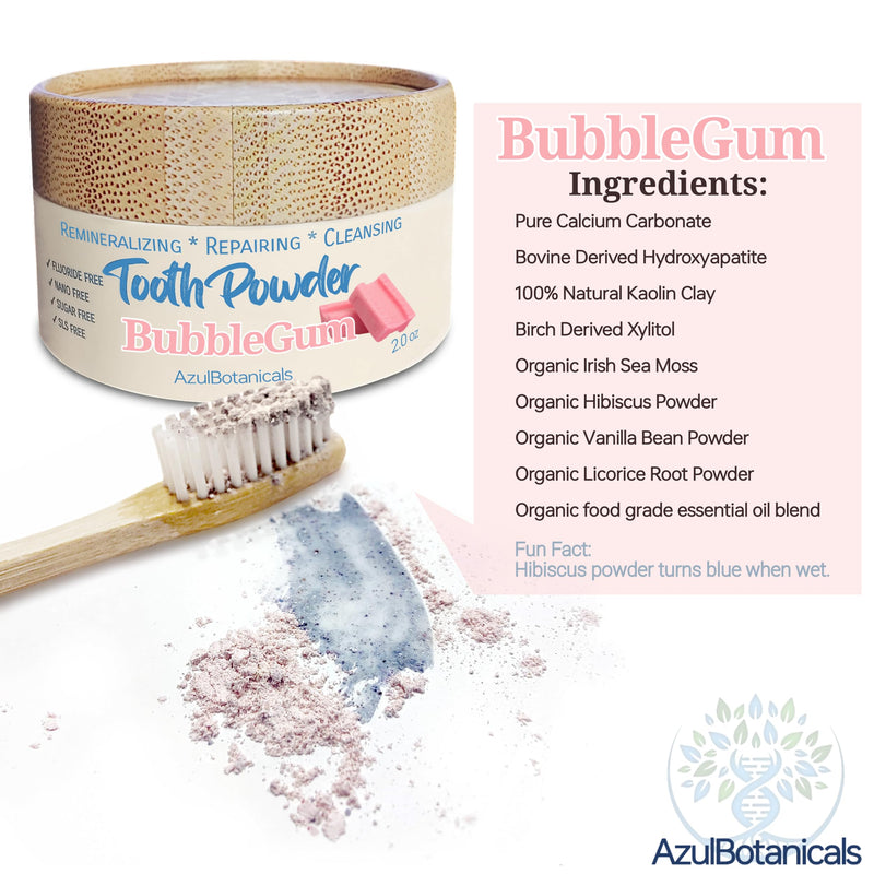 [Australia] - Remineralizing & Cleansing Tooth Powder, Bubblegum. Fluoride Free, SLS Free, Nano Free for Organic Oral Wellness (2 Ounces) 2 Ounce (Pack of 1) 