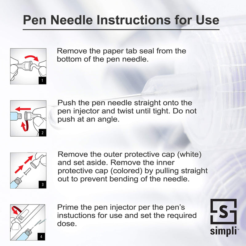 [Australia] - SIMPLI Insulin Pen Needles 6mm (1/4”) x 32G Mini, 90 Count: for at-Home Insulin Injections, Compatible with Most Pen Injector Devices 