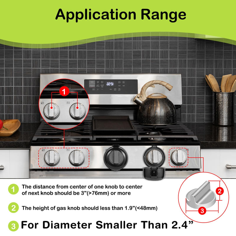[Australia] - Stove Knob Safety Covers, for Knob Diameter Less Than 2.4", Unlock with Adult Two-Finger, Dual-Key Press Gas Stove Knob Locks, Upgraded Oven Lock Knob Covers for Child Safety, Black Color, Pack of 5 