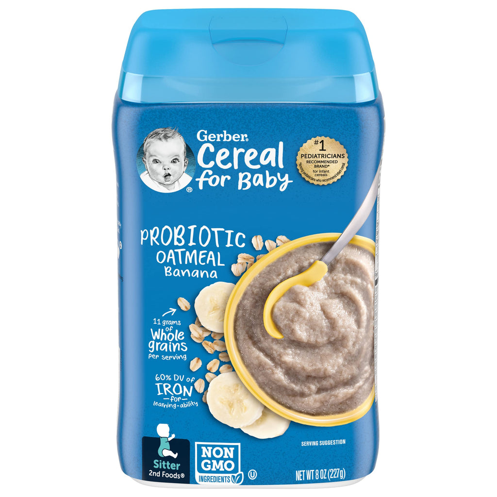 Gerber Baby Cereal 2nd Foods Probiotic, Oatmeal Banana, 8 Ounce 8 Ounce (Pack of 1)