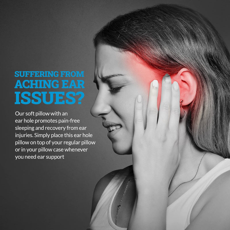 Easy Sleep Ear Pillow, No-Pain Foam Pillow for Sore Ears, Soft Support Ear Pillows for Side Sleepers