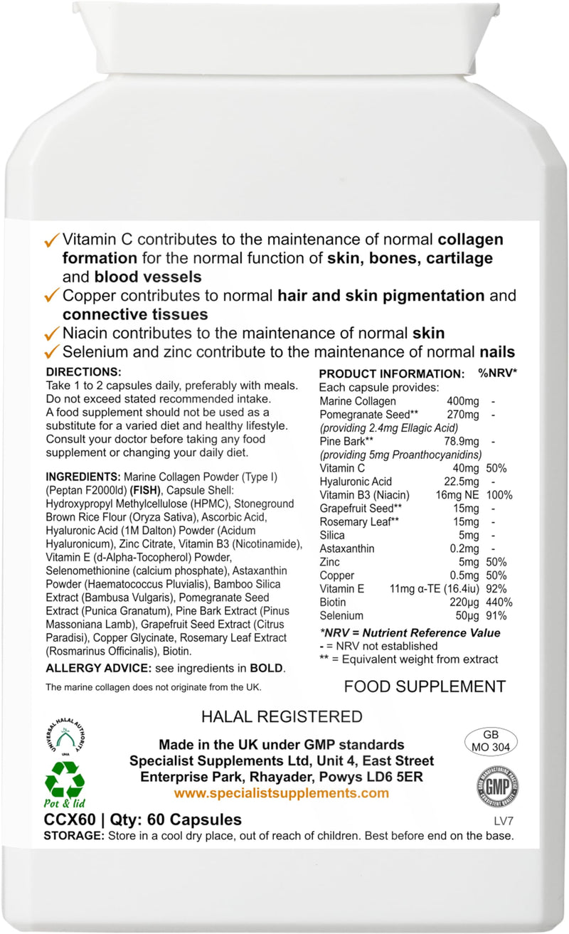 Collagen Ultra Beauty Marine Collagen, Herbal and Nutrient Complex, 60 Capsules