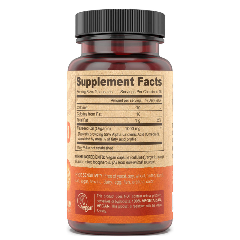 [Australia] - Deva Vegan Omega-3 Flaxseed Oil Supplement - 1000 MG Per Serving - Cold-Pressed & Unrefined - Fish Oil Alternative - with Omega-3 ALA - 90 Capsules, 1-Pack 