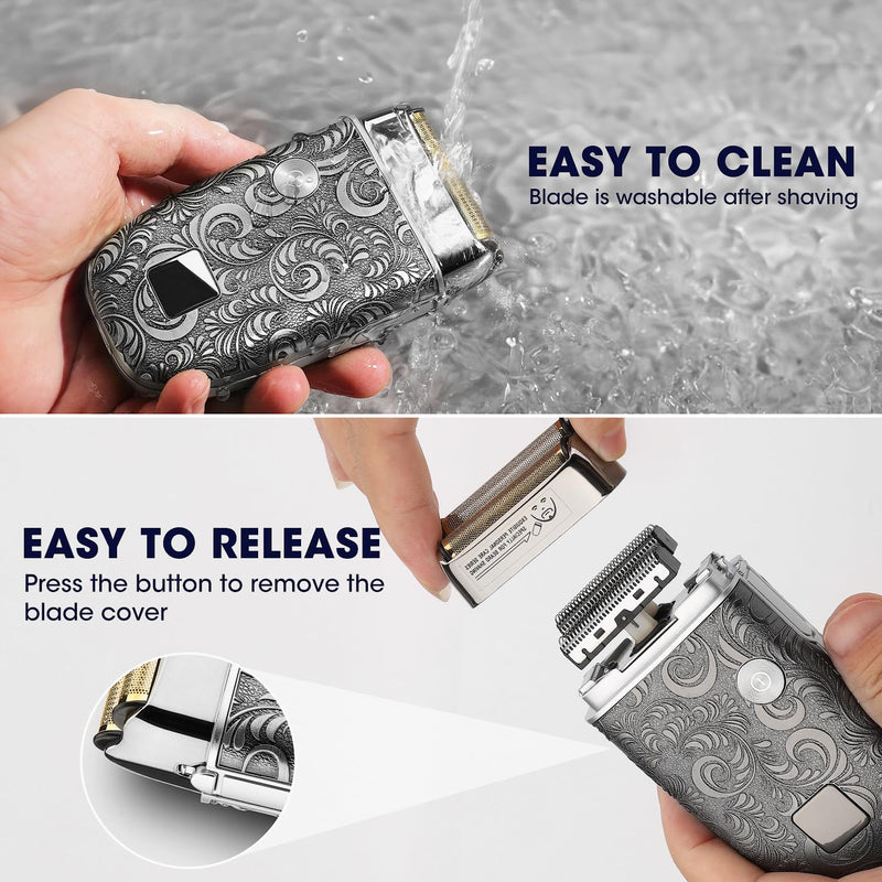 Foil Shavers for Men Electric Razor, Clippers and Trimmer for Men with LED Display, Waterproof Gray