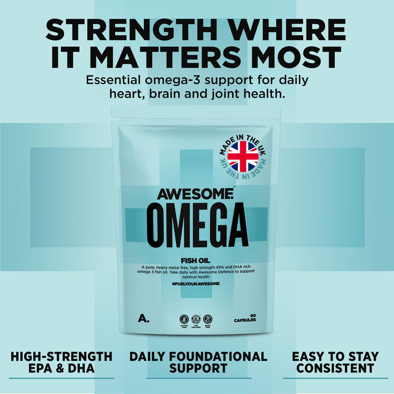 Awesome Supplements - Awesome Health - Omega - Pure Fish Oil - Support Heart Health & Brain Function -Heavy Metal Free - 90 Capsules