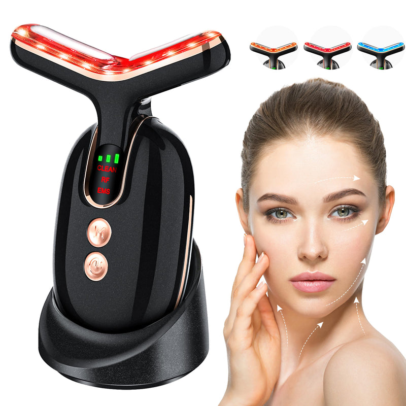 Facial Massager Red-Light-Therapy-for-Face, Neck Skin- Face Wand Tool, TENS L E D Facial Beauty Device Portable at-Home Face Tool for Skin Care