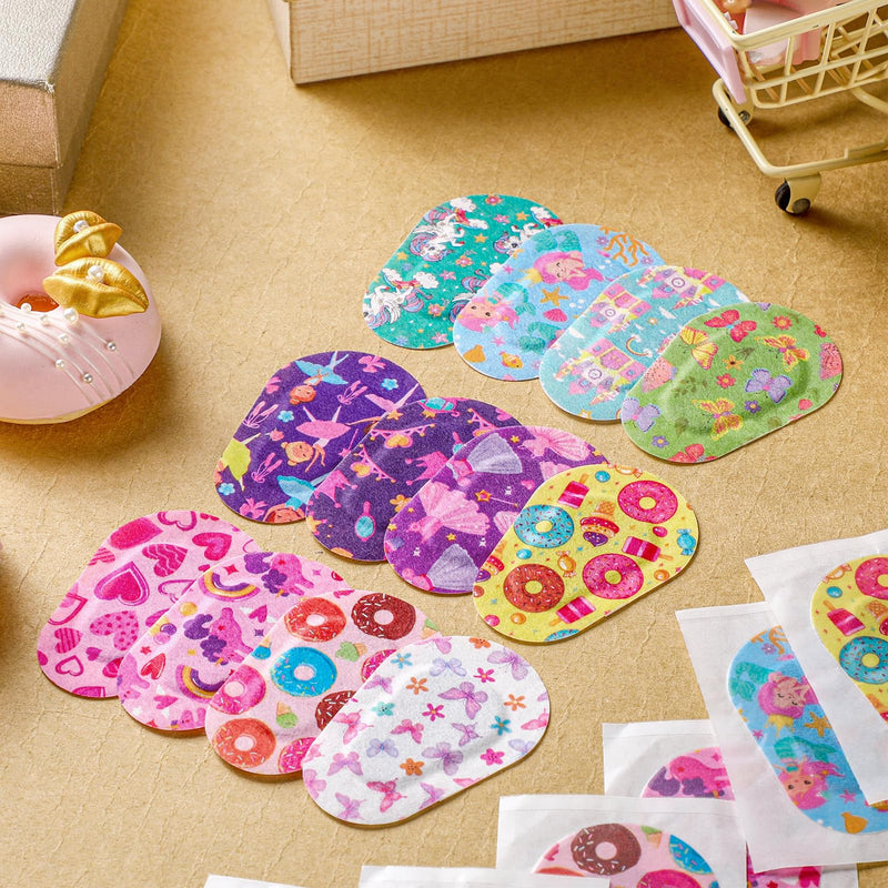 [Australia] - Panelee 120 Pcs Adhesive Eye Patches for Kids Girls Toddler Eye Patches Bulk Breathable Material, Light Blocking Cotton Colorful and Fun Designs Adhesive Bandages for Girls, 12 Styles 